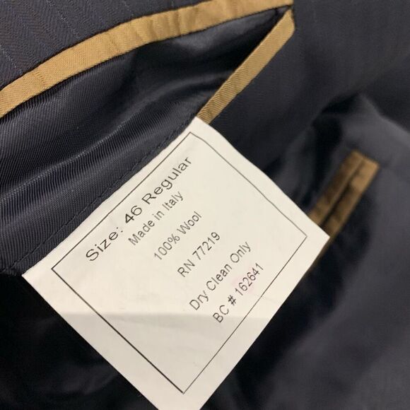 Pronto Uomo Sz 46R 100% wool stripe suit blazer jacket navy blue made in Italy - Picture 9 of 11